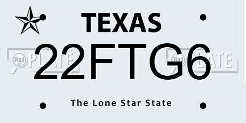 22FTG6 Texas License Plate