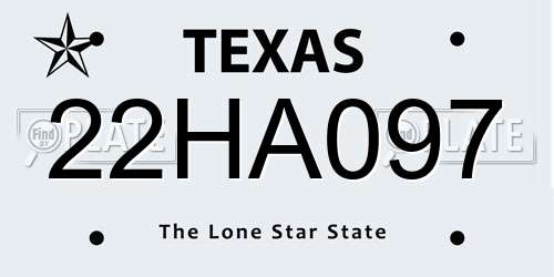 22HA097 Texas License Plate