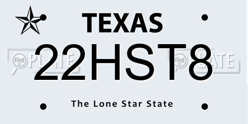 22HST8 Texas License Plate