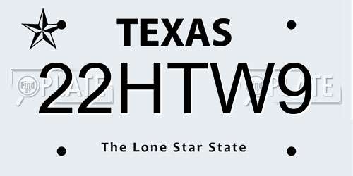 22HTW9 Texas License Plate
