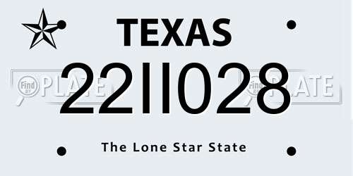 22II028 Texas License Plate