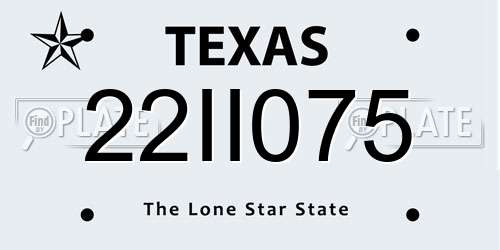 22II075 Texas License Plate