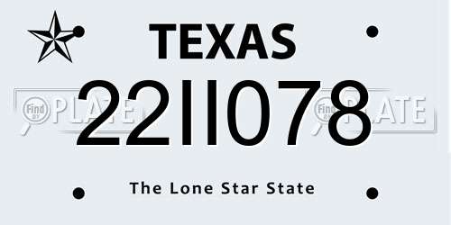 22II078 Texas License Plate