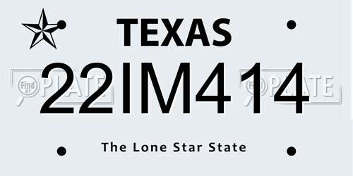 22IM414 Texas License Plate