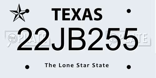 22JB255 Texas License Plate
