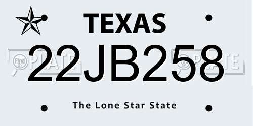 22JB258 Texas License Plate