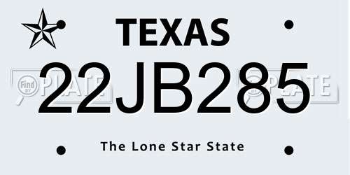 22JB285 Texas License Plate