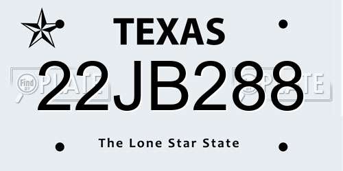 22JB288 Texas License Plate