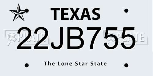 22JB755 Texas License Plate