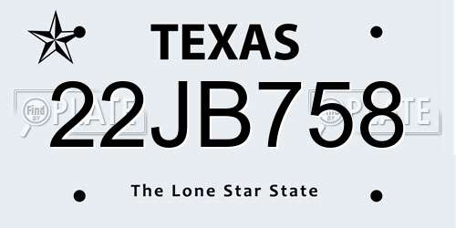 22JB758 Texas License Plate