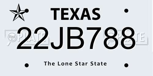 22JB788 Texas License Plate