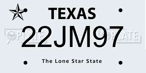 22JM97 Texas License Plate