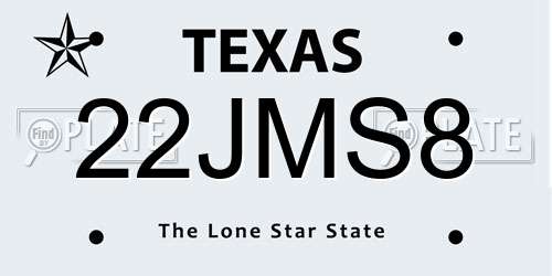 22JMS8 Texas License Plate