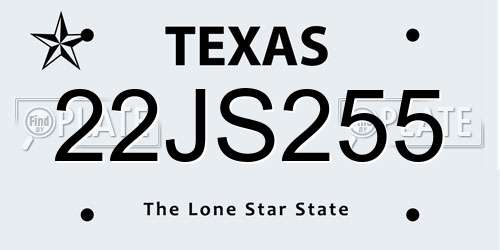 22JS255 Texas License Plate