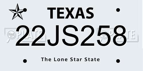 22JS258 Texas License Plate