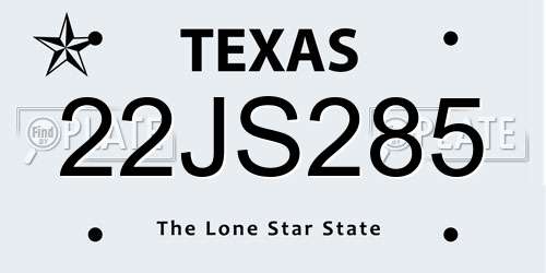 22JS285 Texas License Plate