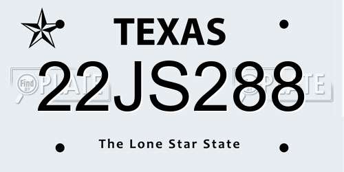 22JS288 Texas License Plate
