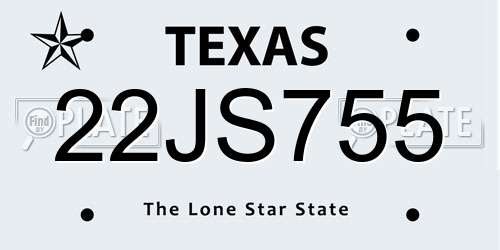 22JS755 Texas License Plate