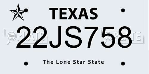 22JS758 Texas License Plate