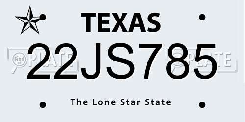22JS785 Texas License Plate