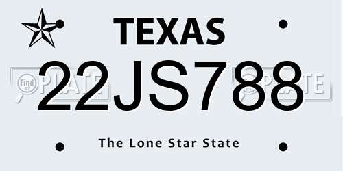 22JS788 Texas License Plate