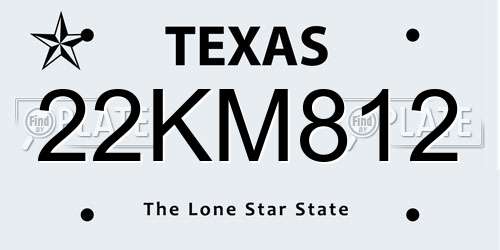 22KM812 Texas License Plate