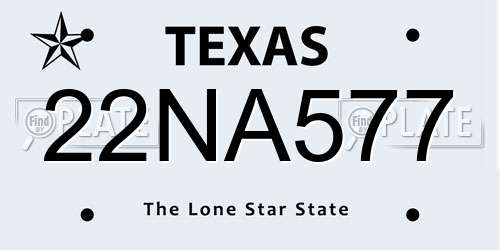 22NA577 Texas License Plate