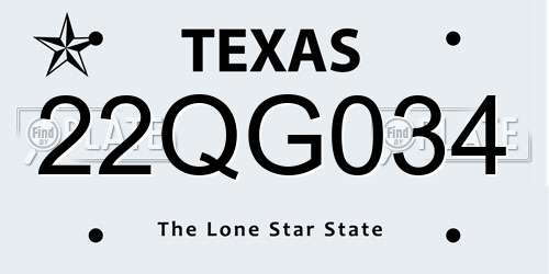 22QG034 Texas License Plate