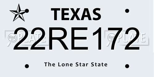 22RE172 Texas License Plate