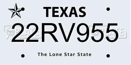 22RV955 Texas License Plate