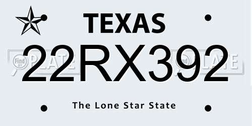 22RX392 Texas License Plate