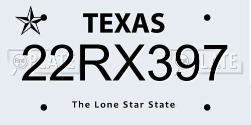 22RX397 Texas License Plate