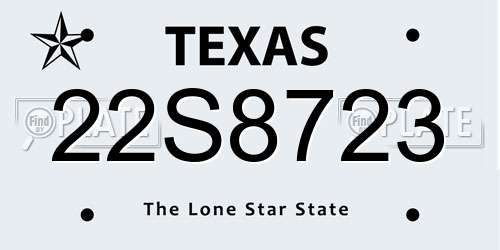22S8723 Texas License Plate