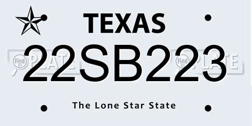 22SB223 Texas License Plate