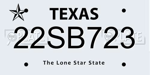 22SB723 Texas License Plate