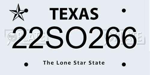 22SO266 Texas License Plate