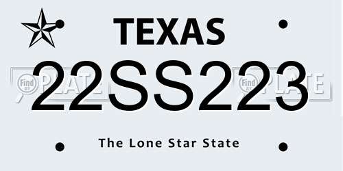 22SS223 Texas License Plate