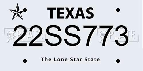 22SS773 Texas License Plate