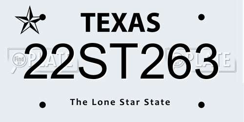 22ST263 Texas License Plate