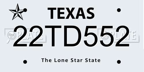 22TD552 Texas License Plate