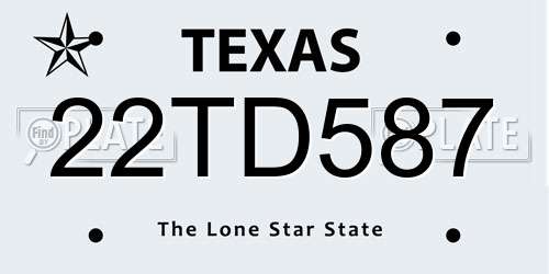 22TD587 Texas License Plate