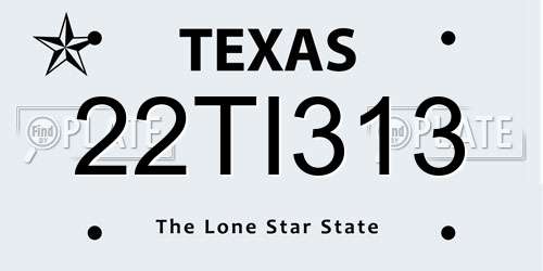 22TI313 Texas License Plate