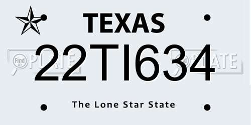 22TI634 Texas License Plate