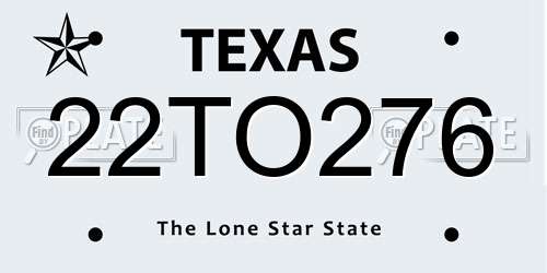 22TO276 Texas License Plate