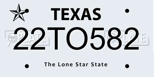 22TO582 Texas License Plate