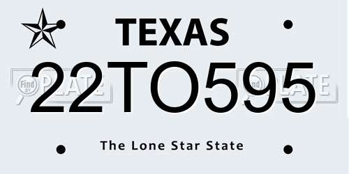22TO595 Texas License Plate