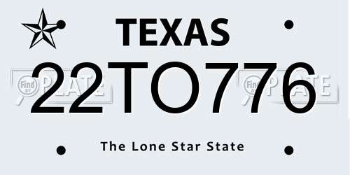 22TO776 Texas License Plate
