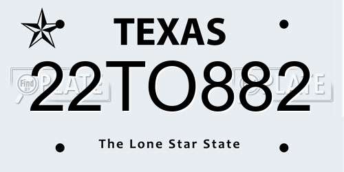 22TO882 Texas License Plate