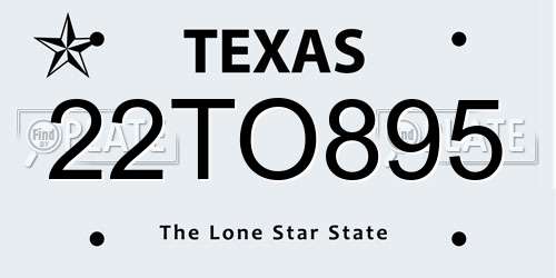 22TO895 Texas License Plate