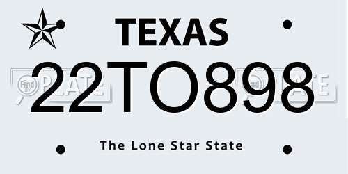 22TO898 Texas License Plate